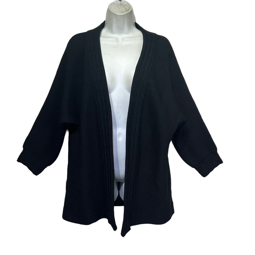 vintage hedy knits of california black virgin wool cardigan womens size L